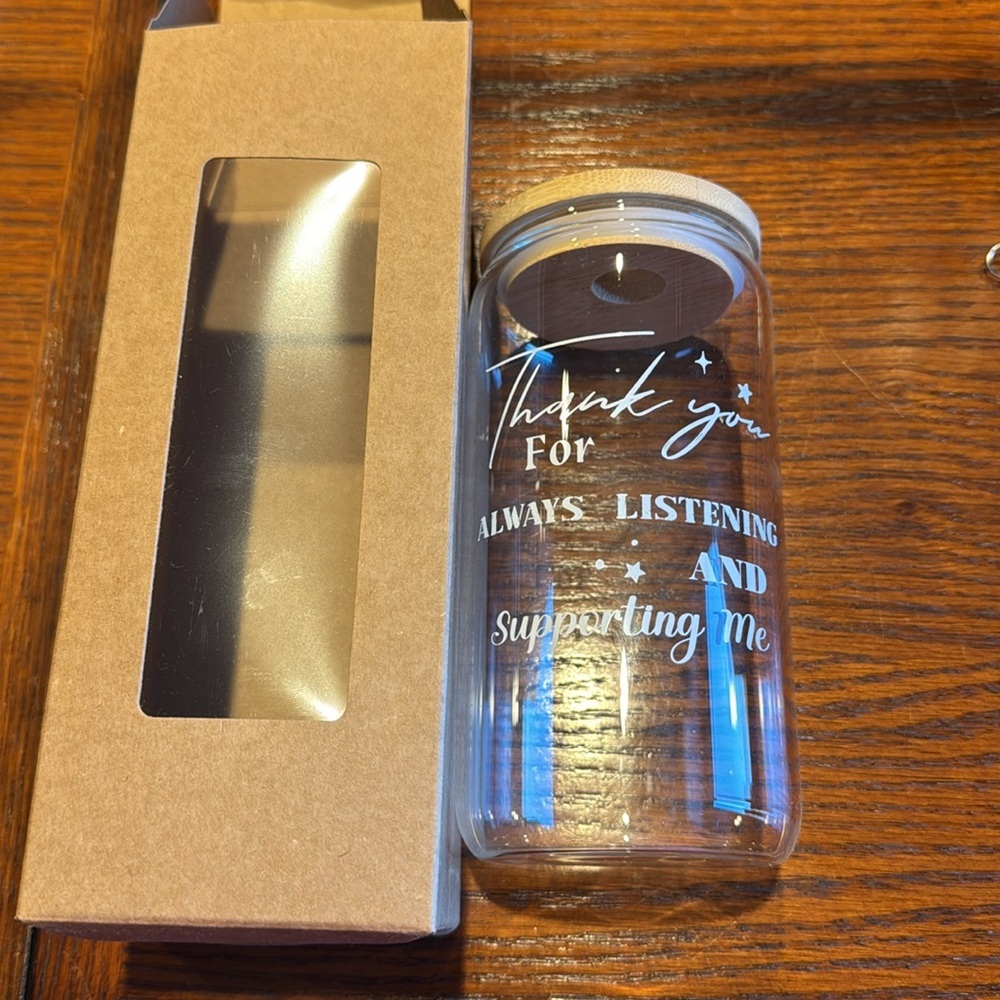 Handcrafted Glass “Thank you for always listening and supporting me”